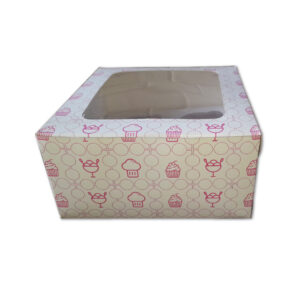 4 PC Cupcake Box Color Pink Blossom, size: 7x7x3.5 Inches (20 PC Pack)